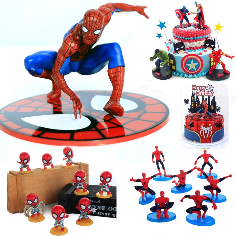 รูปภาพสินค้าแรกของมีของ พร้อมส่งยกเซต ฟิกเกอร์ super heroes spiderman สําหรับตกแต่งเค้ก