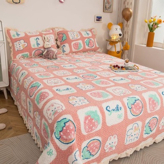 🥨ผ้าคลุมเตียง ผ้าปูเตียง สไตล์เกาหลีผ้าปูที่นอน bedspread ชุดเครื่องนอน เตียงผ้าห่มครอบคลุมผ้าฝ้าย 3.5ฟุต/5ฟุต/6ฟุต