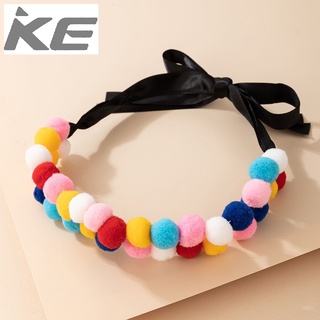 Exaggerated hand-woven colorful fur ball necklace tassel cute autumn and winter necklace for g