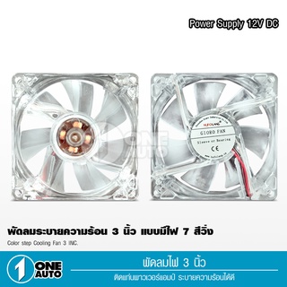 1auto พัดลมมีไฟ7สี ใช้ไฟ12v ระบายความร้อนเครื่องเสียงและคอมพิวเตอร์ เสียงเงียบ ลมแรง ไว้เป่าเพาเวอร์ ใส่แผงซาวด์