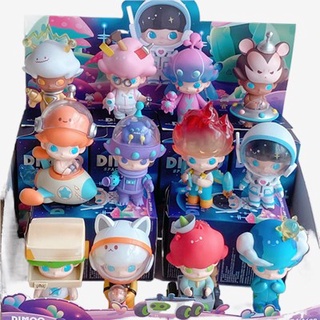 Original POP MART Dimoo Space Travel Series Blind Box ของเล่นรุ่นยืนยันสไตล์น่ารักอะนิเมะของขวัญ Surprise Box