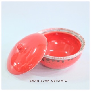 Baansuanceramic ถ้วยเซรามิคพร้อมฝาปิด สีสันสดใส ทนความร้อนได้ดี