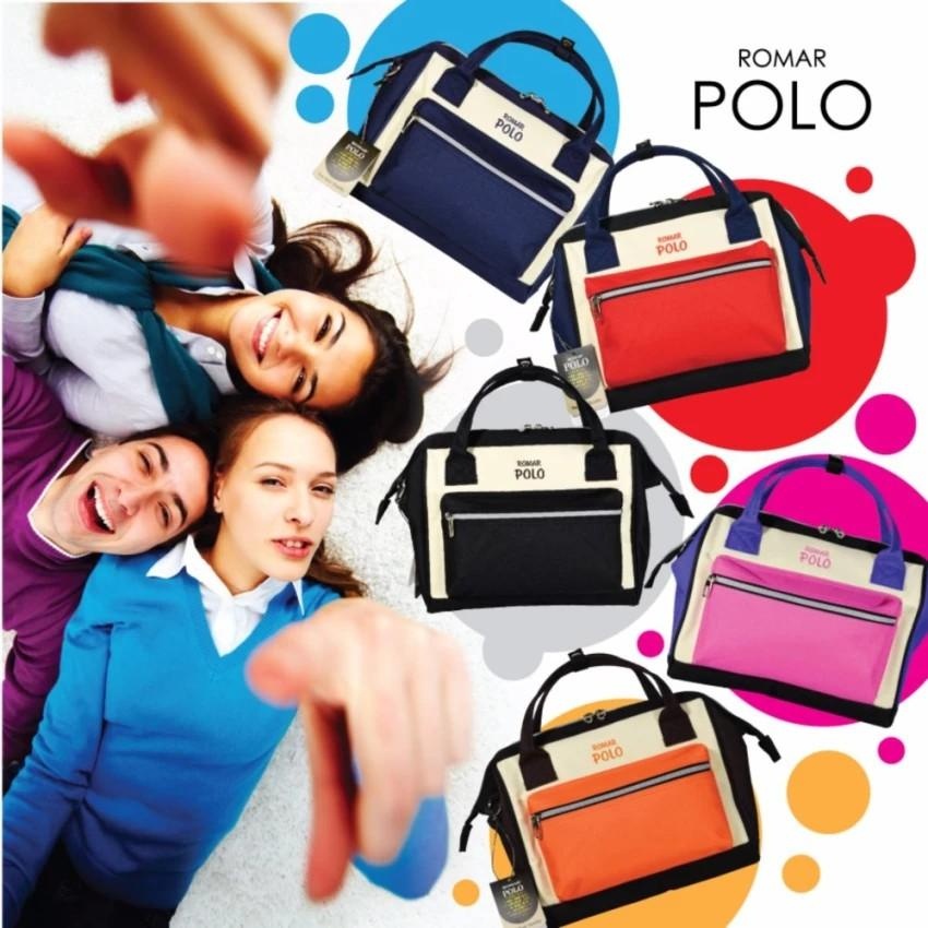 romar-polo-กระเป๋าถือ-กระเป๋าแฟชั่นสุดฮิต-กระเป๋าสะพายข้าง-japan-styles-รุ่น-21501-red-cream-blue