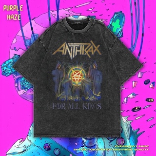 เสื้อยืด ขนาดใหญ่ พิมพ์ลาย Haze Anthrax สีม่วง สําหรับทุกราชา | หินล้างทําความสะอาด | เสื้อเชิ้ต Anthrax Band | เสื้อยืด