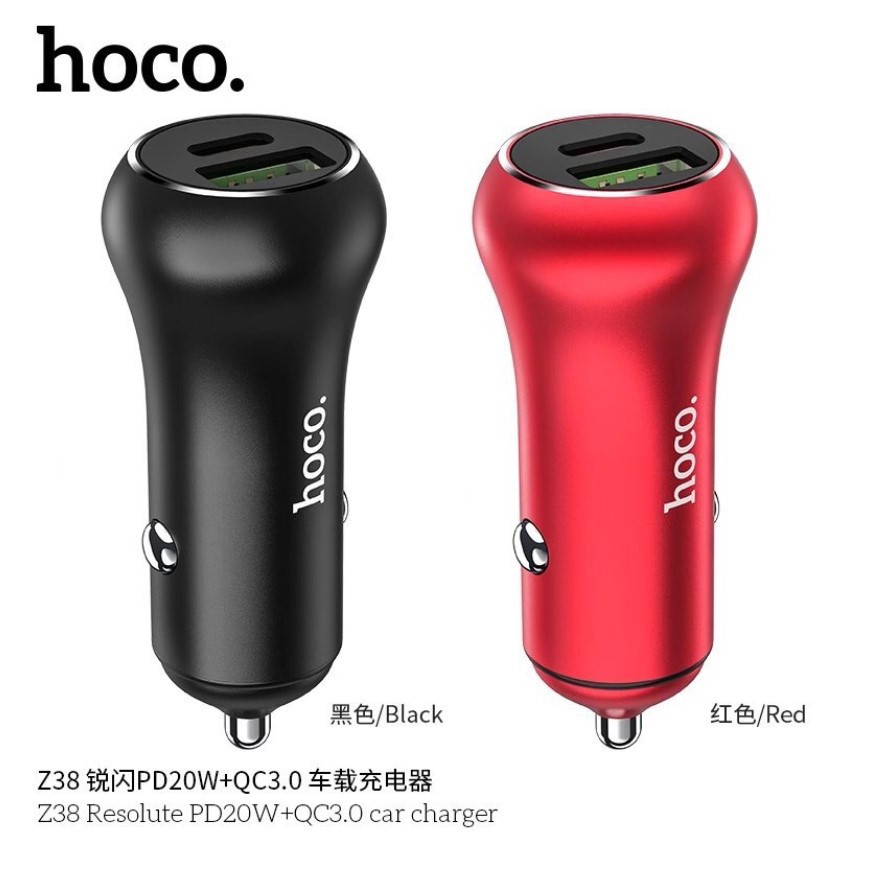 ที่ชาร์จในรถยนต์-ยี่ห้อhoco-z38-แท้100-ตัวเพิ่มชาร์จในรถยนต์-pd20w-qc3-0-กำลังขับ-38w-1usb-1type-c