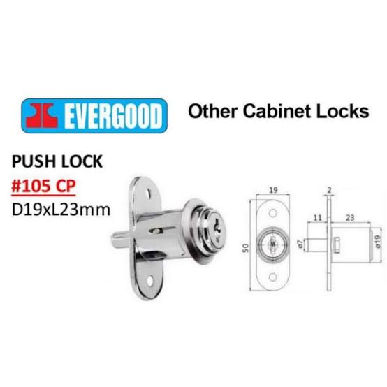 Evergood No.105 กุญแจล็อคตู้บานเลื่อนไม้ PUSH-LOCK กุญแจสำหรับล็อคบาน ...