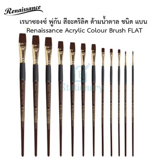 พู่กัน เรนาซองซ์ พู่กัน สีอะคริลิค ด้ามน้ำตาล ชนิด แบน Renaissance Acrylic Colour Brush FLAT