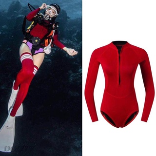 One piece womens wetsuit swimming long sleeve swimwear   neoprene -