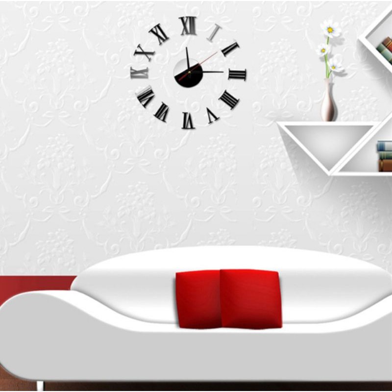 โรมัน-นาฬิกาติดผนัง-diy-3d-วอลเปเปอร์-clock-3d-watch-acrylic-wall