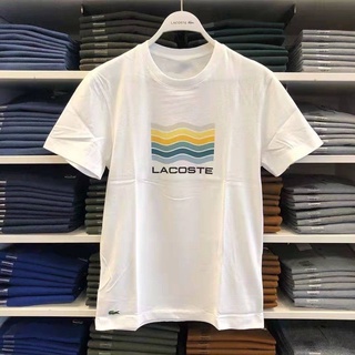 [S-5XL] Lacoste เสื้อยืดลําลอง ผ้าฝ้าย แขนสั้น คอกลม พิมพ์ลายหนังจระเข้ ทรงหลวม เข้ากับทุกการแต่งกาย สําหรับผู้ชาย