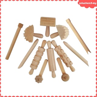 ﹊✆☋[SmartHome ] Kids Wooden Art Clay Doughs Tools Toy Roller Pin Molds DIY Handmade 12pc/set