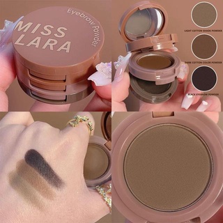 สินค้า Miss lara คิ้วฝุ่น คิ้วกันน้ำ พาเลทเขียนคิ้ว 3 ชั้น  3 เฉดสี  สีสวย ติดทนนาน พกพาง่าย