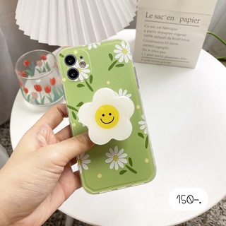 เคสลายดอกไม้ เคสแถมที่ติด Griptok 🍃 ดอกไม้พื้นเขียว+holder