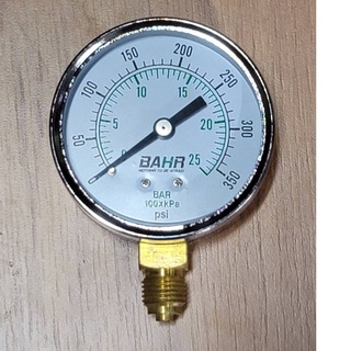 BAHR  เกจ์วัดแรงดัน ใช้วัดได้ทั้งลมและน้ำ เกลียวออกล่าง(1/4")  หน้าปัทม์ 2 1/2" (63มม.) 7-25 บาร์