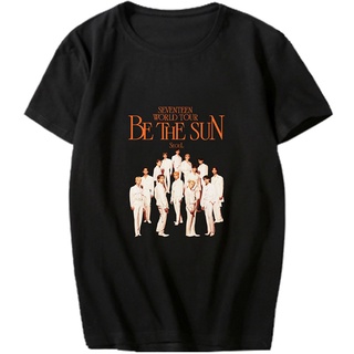 เสื้อยืดโอเวอร์ไซส์เสื้อยืดผ้าฝ้ายCOTTON เสื้อยืดแขนสั้นลําลอง พิมพ์ลาย Kpop SEVENTEEN Face the Sun แฟชั่นฤดูร้อน สําหรั