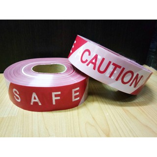 เทปยูโร กั้นเขต สีขาว-แดง "SAFETY CAUTION" ยาว 500 เมตร