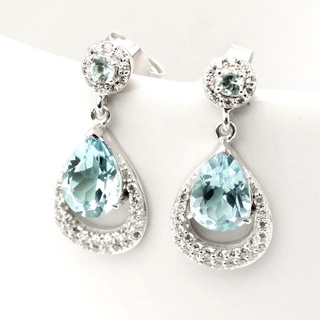 AR-Kang Collection***ต่างหูแฟชั่น Sky Blue Topaz (เงินแท้92.5%)