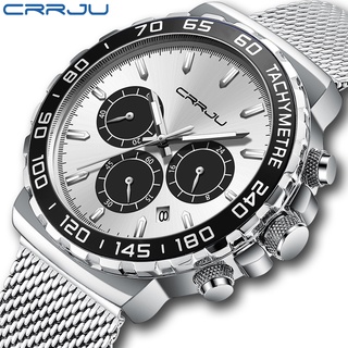 Crrju นาฬิกาข้อมือ สายสแตนเลส กันน้ํา หรูหรา สําหรับผู้ชาย 2300XS