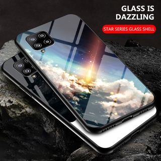 เคสโทรศัพท์ Samsung Galaxy A42 5G Casing Hard Glass Phone Case Color Starry Sky Pattern Glossy Anti-scratch Back Cover เคส