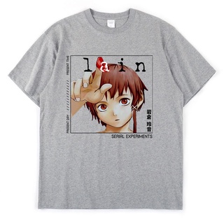 ใหม่ เสื้อยืดลําลอง แขนสั้น พิมพ์ลายการ์ตูน Lain Iwakura สไตล์วินเทจ ไซเบอร์พังก์ ไซเบอร์ สําหรับผู้ชาย และผู้หญิง ใส่ทด