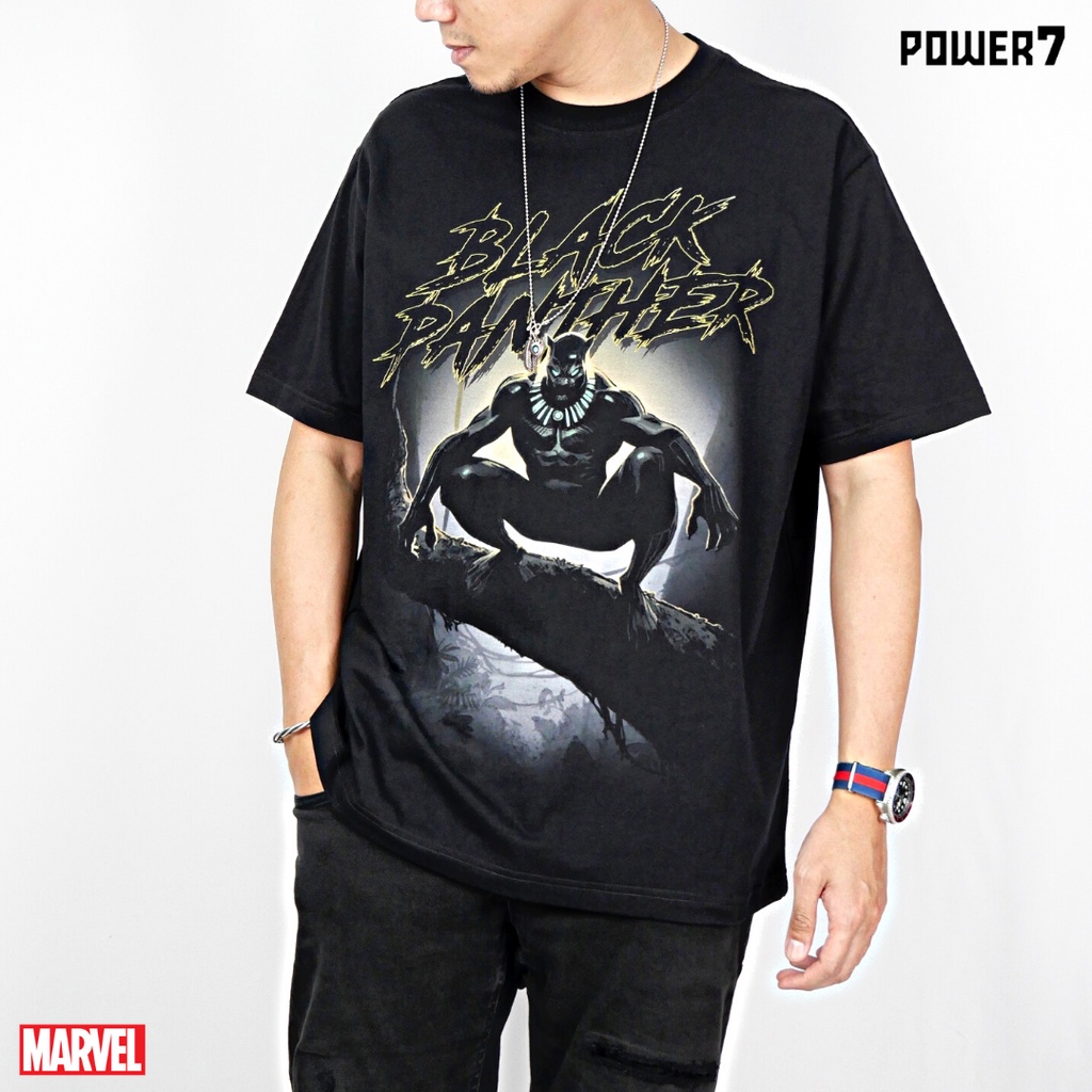 ผ้าฝ้าย-100-เสื้อยืดการ์ตูน-ลาย-มาร์เวล-black-panther-ลิขสิทธ์แท้-marvel-comics-t-shirts-mx-008-s-3xl