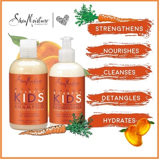 พร้อมส่ง 🇺🇸 SheaMoisture, Kids Extra-Nourishing Shampoo, Mango &amp; Carrot, 8 fl oz (237 ml)