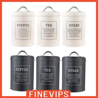 [finevips] กระปุกดีบุก พร้อมฝาปิด สําหรับใส่ชา กาแฟ น้ําตาล 3 ชิ้น