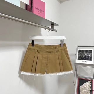 MIU MIU CHINO MINISKIRT กระโปรงแบรนด์มิวมิว สีน้ำตาล