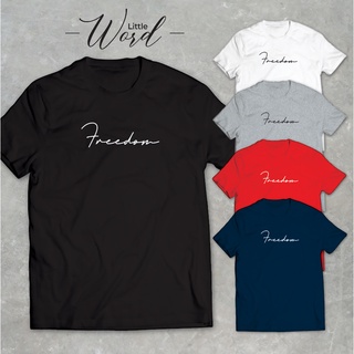 Little Word เสื้อยืดคอกลมแขนสั้นพิมพ์ลาย Freedom สไตล์มินิมอล ทรงUnisex