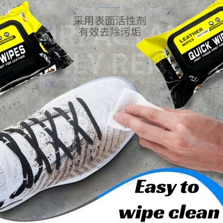 Leather quick wipes ผ้าเปียกทำความความสะอาดเช็ดเครื่องหนัง ทำความสะอาดรองเท้า ผ้าเปียกทำความสะอาด เช็ดรองเท้า 1ซอง30แผ่น