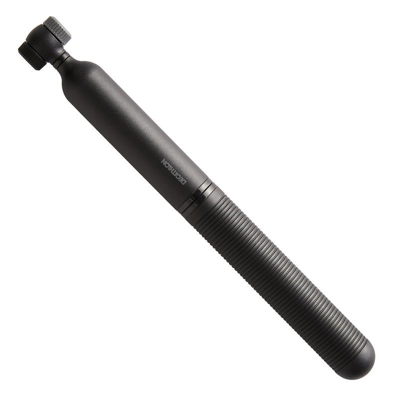 ที่สูบลมมือจักรยาน-ที่สูบลมมือจักรยานไฮบริด-สีดำ-btwin-hybrid-bike-hand-pump-black