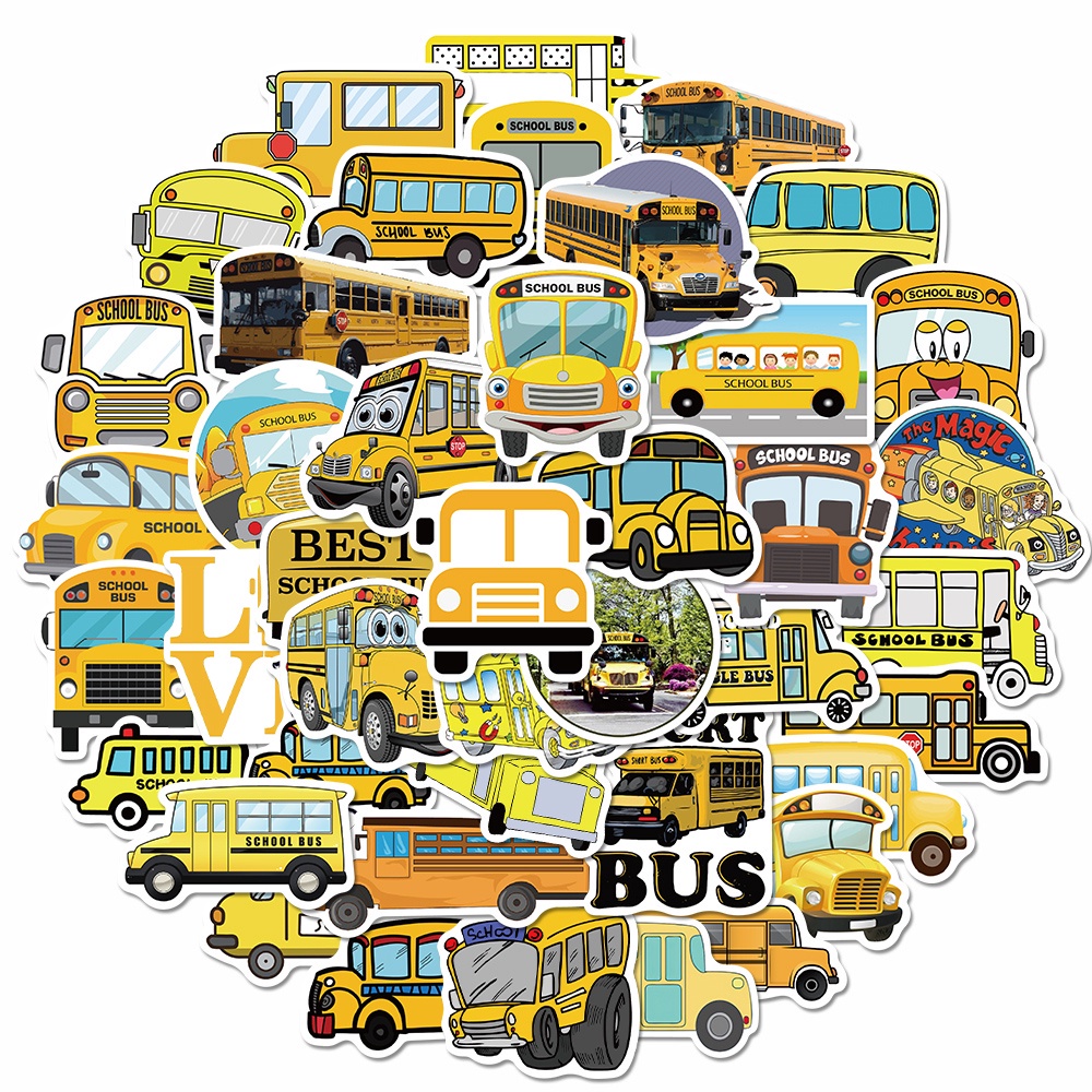 in-stock-50pcs-school-bus-cartoon-stickers-personality-fun-hand-account-stickers-box-computer-waterproof-stickers