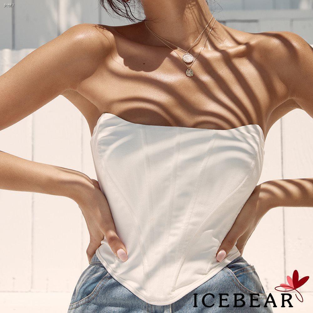 ice-เสื้อลําลองสําหรับสตรีเซ็กซี่เกาะอกสีพื้น