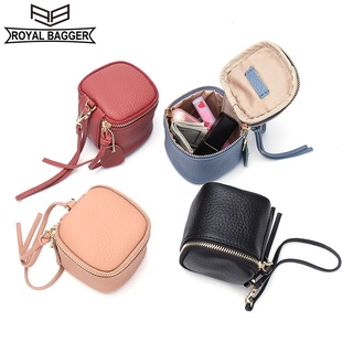 Royal Bagger กระเป๋าเครื่องสําอาง กระเป๋าสตางค์ หนังวัวแท้ ใส่เหรียญได้ ขนาดเล็ก สําหรับผู้หญิง