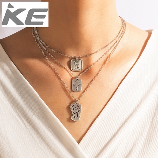 Cold and simple family tag combination set necklace 3-piece set for girls for women low price