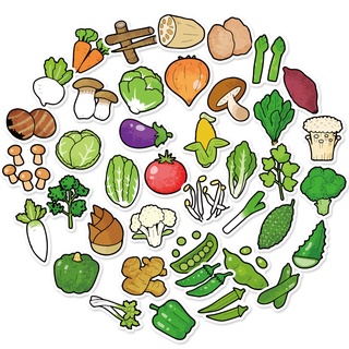 สติกเกอร์ ลายการ์ตูนผัก กันน้ํา สําหรับตกแต่งสมุดภาพ 40 ชิ้น