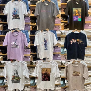 เสื้อยืดผ้าฝ้ายใหม่ Uniqlo Louvre Museum เสื้อยืดแขนสั้น พิมพ์ลาย Mona Lisa สําหรับผู้ชาย และผู้หญิง 4343780 43765L XL