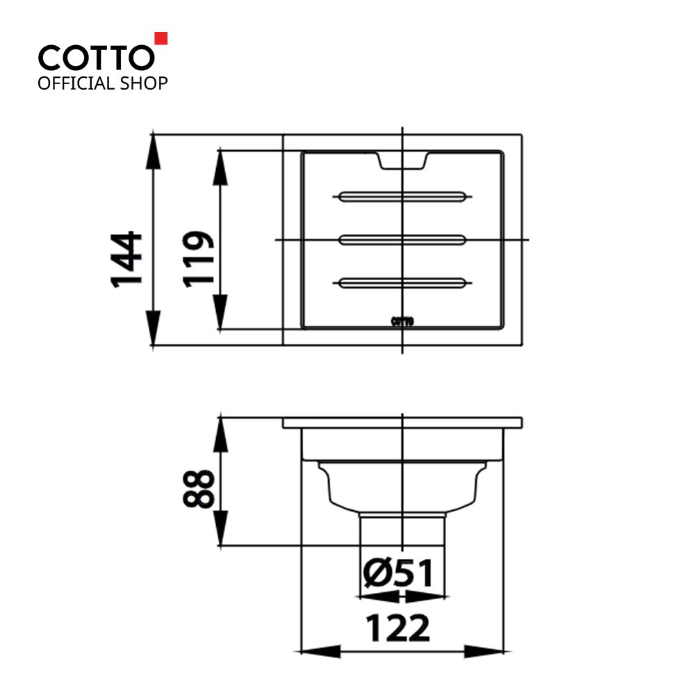 cotto-ตะแกรงกันกลิ่น-รุ่น-ct644z1p-hm-5-rail-floor-drain