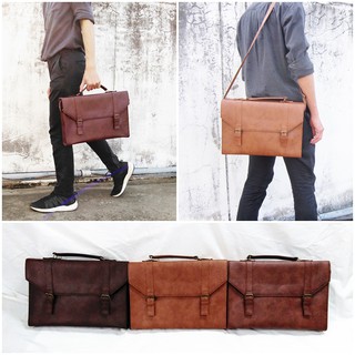 มีโค้ดลด HEAPER NOEL กระเป๋าหนัง PU สไตล์วินเทจ กระเป๋าเอกสาร กระเป๋าสะพายข้าง Messenger bag