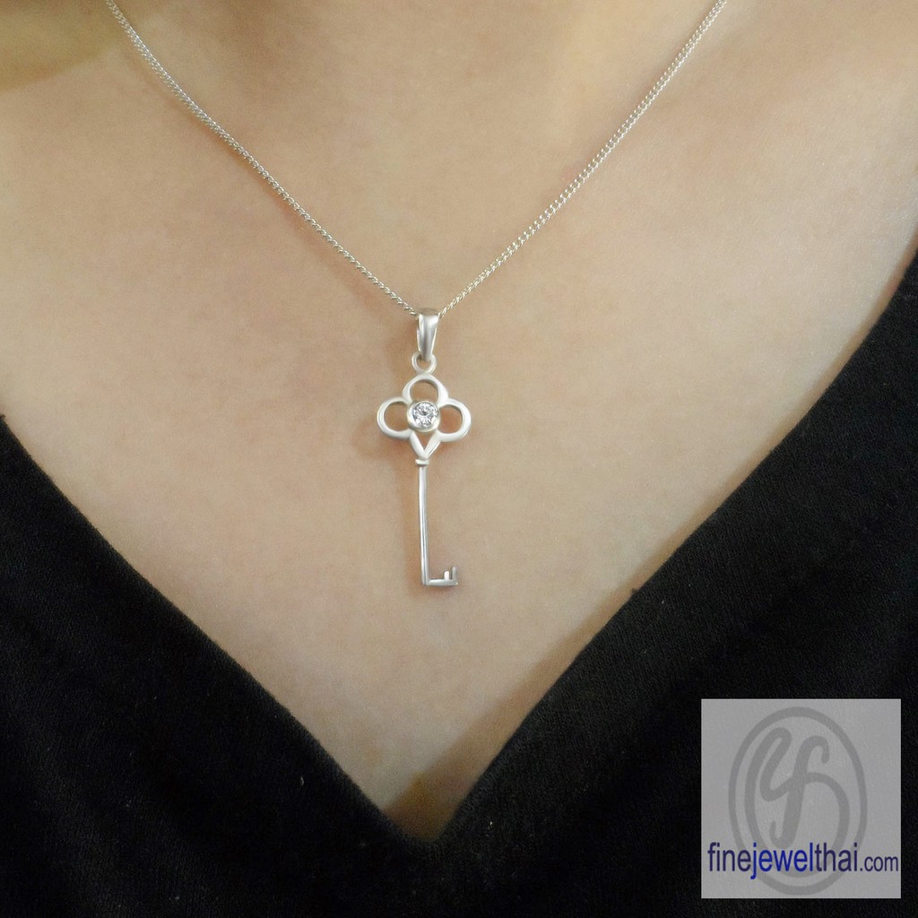 finejewelthai-จี้เงิน-จี้ลูกกุญแจ-จี้เพชรcz-เงินแท้-diamond-cz-silver-pendant-p1105cz