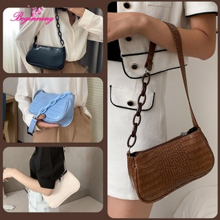 ✿ beginning ✿ กระเป๋าสะพายไหล่กระเป๋าถือสําหรับสตรีหนัง Pu Tote ลายหนังจระเข้