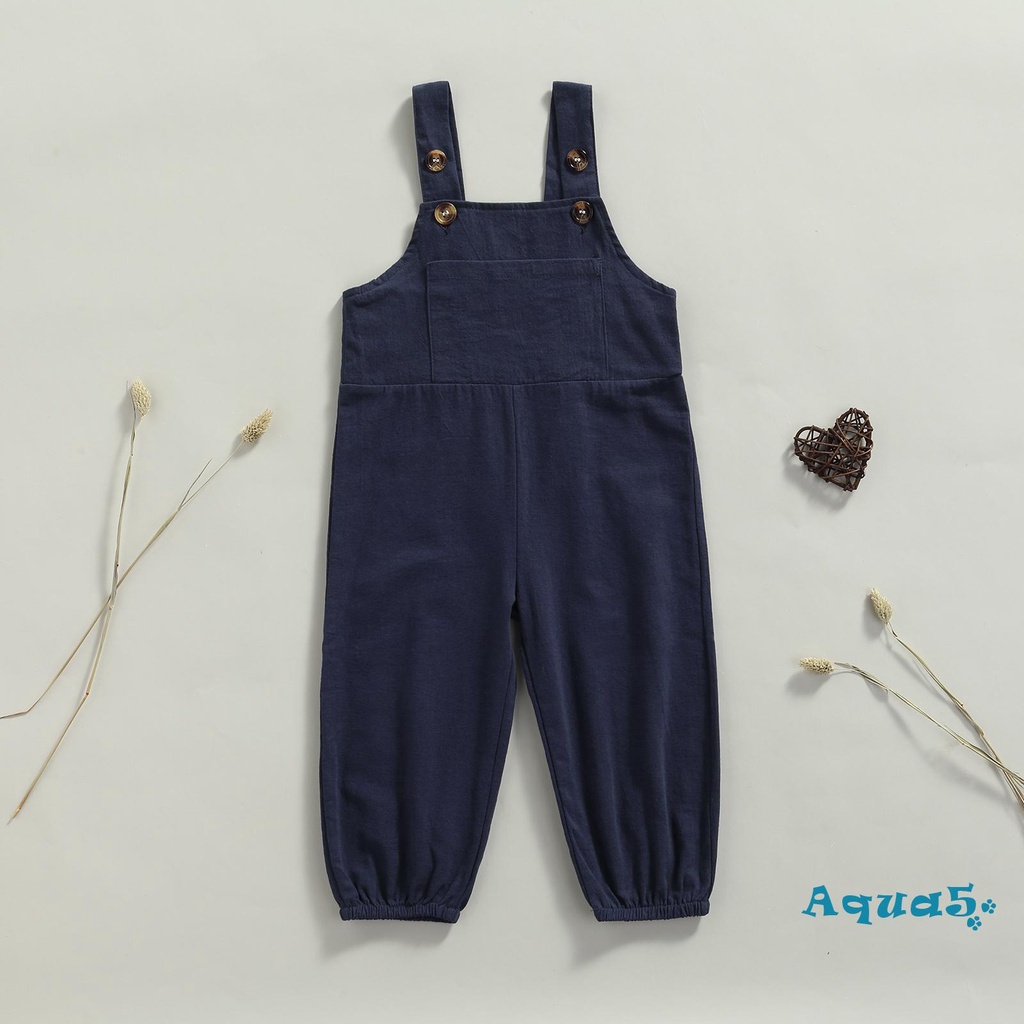 aqq-ชุดเอี๊ยมกางเกงขายาวสีพื้นทรงหลวมสําหรับเด็กผู้ชายและเด็กผู้หญิง-1-6-ปี