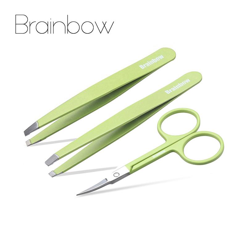 Brainbow ชุดเครื่องมือสแตนเลสสำหรับกำจัดขนคิ้ว 3 ชิ้น