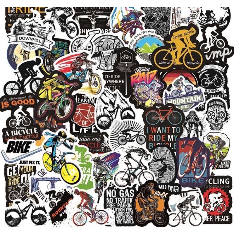 สติ๊กเกอร์-bike-art-34-จักรยาน-50-ชิ้น-สติกเกอร์-แต่ง-ติด-หมวก-เฟรม-กันรอย-จักรยาน-รถจักรยาน-เสือภูเขา-เสือหมอบ-downhill