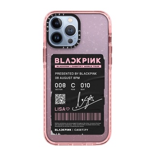 (พร้อมส่ง)12-13Promax Casetify BLACKPINK LISA Signature Case สีกลิตเตอร์-Pink