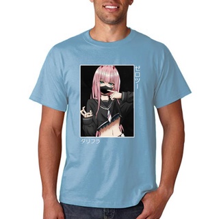 เสื้อยืดผ้าฝ้ายพรีเมี่ยม เสื้อยืด ผ้าฝ้าย พิมพ์ลายการ์ตูนอนิเมะ Zero Two Darling In The Franxx สไตล์ญี่ปุ่น แฟชั่นฮาราจู