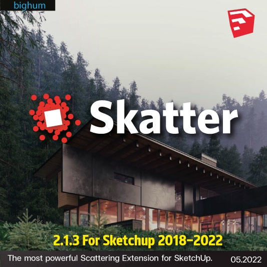 ภาพหน้าปกสินค้าSkatter 2.1.3 ( Plugin for Sketchup 2018-2022 ) with Library ปลั๊กอิน ปลูกหญ้า สนามหญ้า