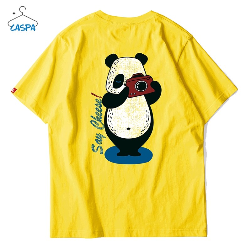 caspa-เสื้อยืดสกรีน-รุ่น-m470t-ลายสกรีน-แพนด้า-high-five-เสื้อคอกลมแขนสั้นผ้าฝ้าย-แฟชั่น-วัยรุ่น