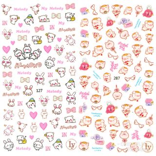 สติกเกอร์ติดเล็บ สติกเกอร์ตกแต่งเล็บ แบบลอกติดได้เลย ไม่ต้องใช้น้ำ ลายกระต่าย / หมู