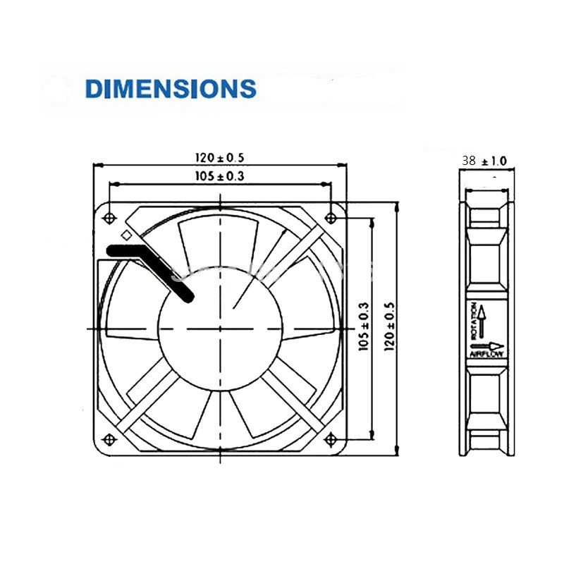 ภาพสินค้าพัดลม 4.5 นิ้ว AC 220V 12cm RACK FAN/Cooling Fan ตัวขอบพัดลมเป็นเหล็ก ระบายความร้อน Black ใช้ไฟบ้าน จากร้าน tysgood บน Shopee ภาพที่ 2